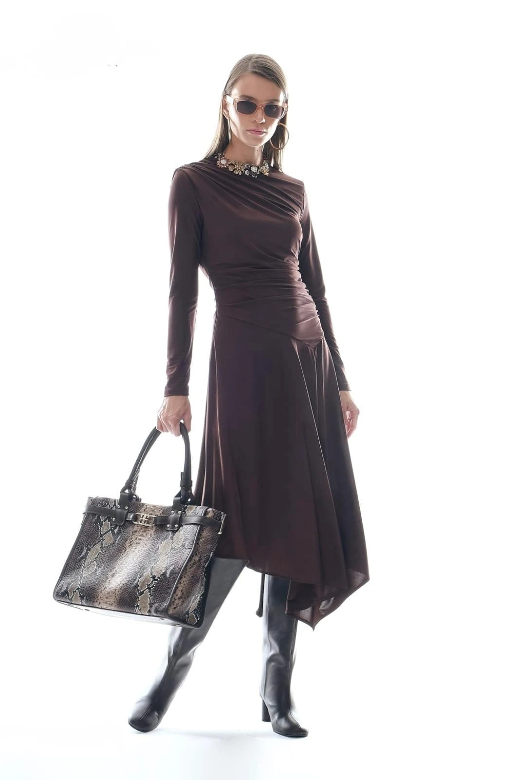 Diagonal Hemline Dress