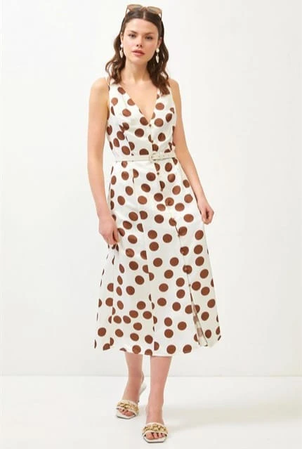 Polka Dot Belted Dress