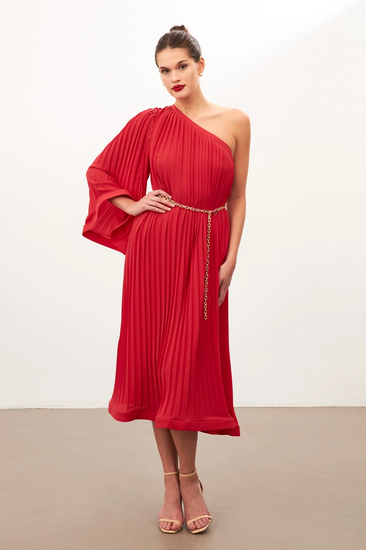 Women's One Shoulder Pleated Dress