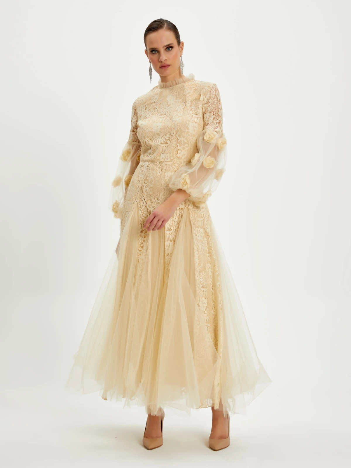 Dress with Net Detailing