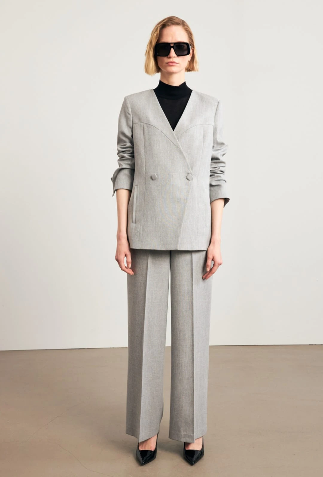 V-Neck Structured Blazer